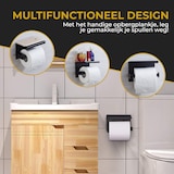 thumbnail of HGMD WC Rolhouder met Plankje - Zwart - Zelfklevend / Boren / Zonder Boren - Toiletrolhouder zwart - Toiletrolhouder zonder boren