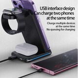 thumbnail of Chargeur Sans Fil Multifonctionnel 5 en 1 Pliable Avec Lumière LED et Double USB Noir YONIS