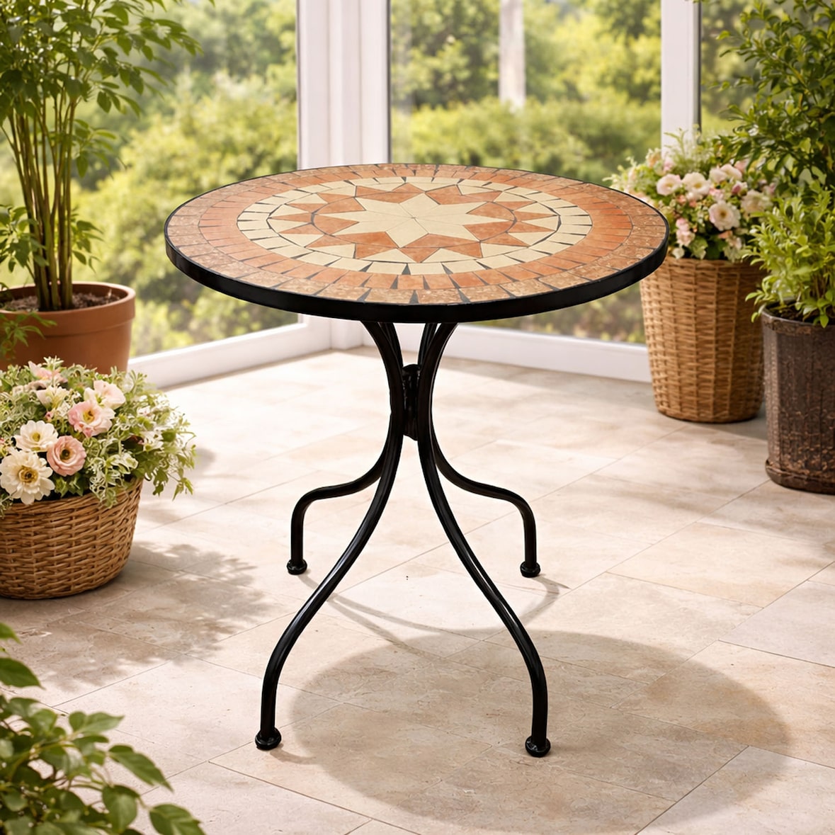 Mediterraner Mosaik Gartentisch Bistrotisch Tisch Outdoortisch Ø60cm