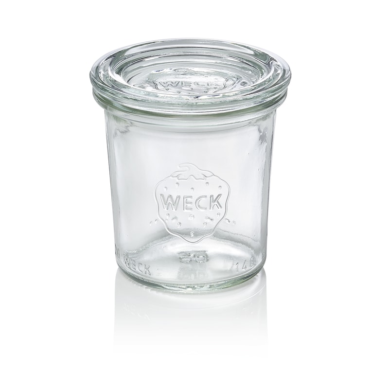 60x Weck Glas Mini-Sturzglas mit Deckel Overturn 140 ml