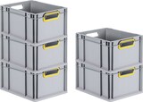 thumbnail of PROREGAL 5x Eurobox NextGen Color | HxBxT 22x30x40cm | 20 Liter | Griffe gelb offen | Glatter Boden | Eurobehälter