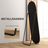 thumbnail of Standspiegel Ganzkörperspiegel oval 160x40x4 cm Schwarz mit Ständer, Metallrahmen, klare Reflexion, flexibel freistehend oder angelehnt