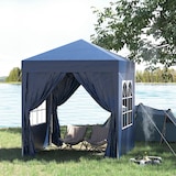 thumbnail of Outsunny Tenda Dobrável 2x2 m com 4 Paredes Laterais Portas Janelas Azul