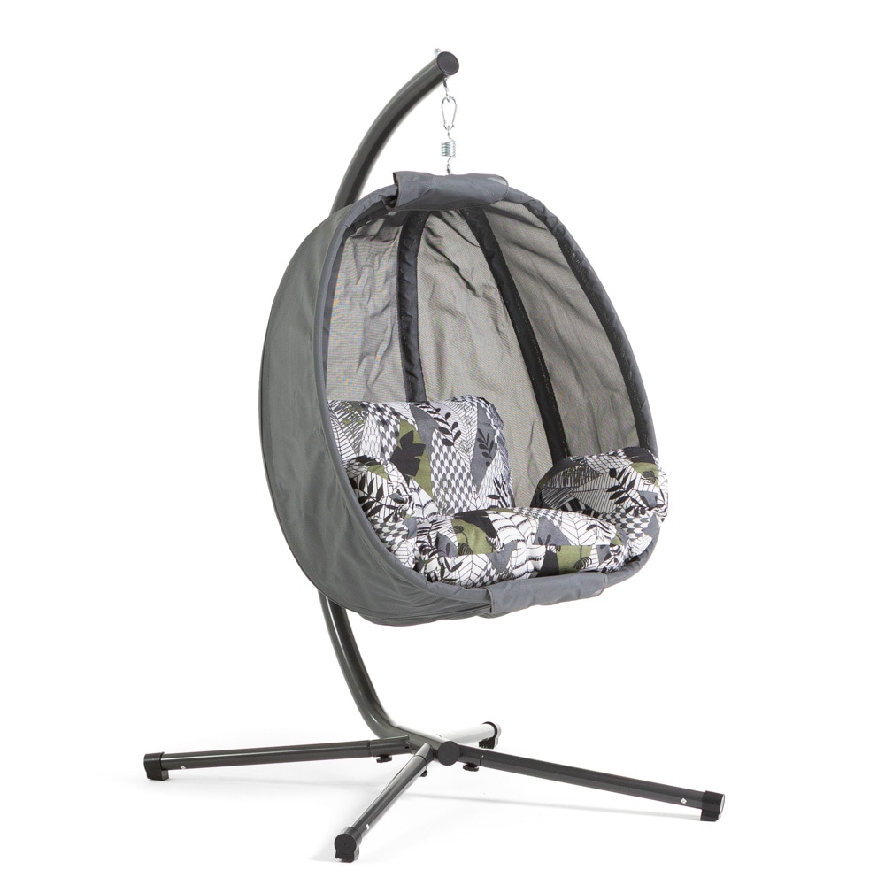 Hängesessel für den Garten, Metallstruktur, Sitzfläche aus Textilene mit gepolsterten Kissen, widerstandsfähig, für Terrasse oder Innenbereich – COSMO