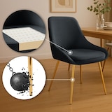 thumbnail of Cadeira de jantar Elmira em veludo preto/metal dourado