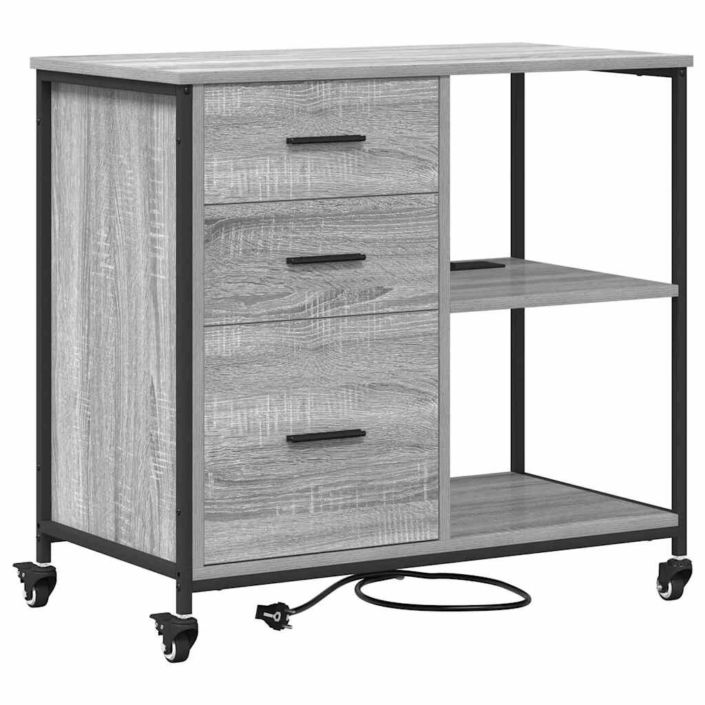 vidaXL Büroschrank mit Rad Grau Sonoma 76 x 41 x 72 cm Holzwerkstoff