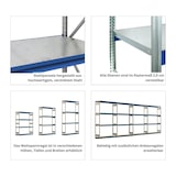 thumbnail of PROREGAL Weitspannregal ELCH Stecksystem T-Profil | Grundregal | HxBxT 200x257x80cm | 4 Ebenen | Stahlplatten-Fachboden | Fachlast 400kg | Enzianblau