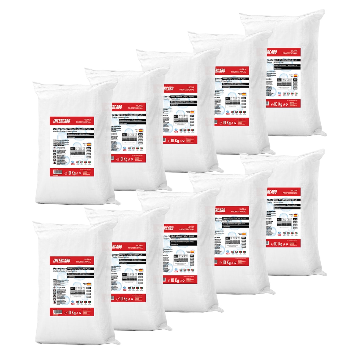 Waschpulver mit Aktivsauerstoff und Enzymen für Waschmaschinen 100kg| Waschpulver Grosspackung | XXL Profi Waschmittel |10 x 10 Kg