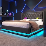 thumbnail of Polsterbett 180x200 mit Stauraum, USB-Anschluss und LED-Beleuchtung – elegantes Design, hydraulisches Stauraumsystem, stabiler Stahlrahmen – Schwarz