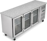 thumbnail of Romux® Kühltisch mit 4 Glastüren 223x70 cm mit Marmor-Arbeitsplatte und Luftkühlung | Theken Kühlschrank aus Edelstahl mit 553 L und 850 W