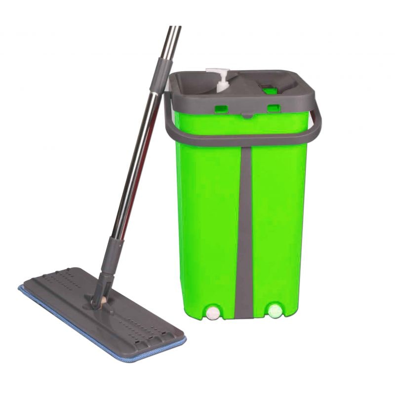 Balai Plat Microfibre Systeme d'Essorage vert  CC9077-GN usage non-intensif Cenocco