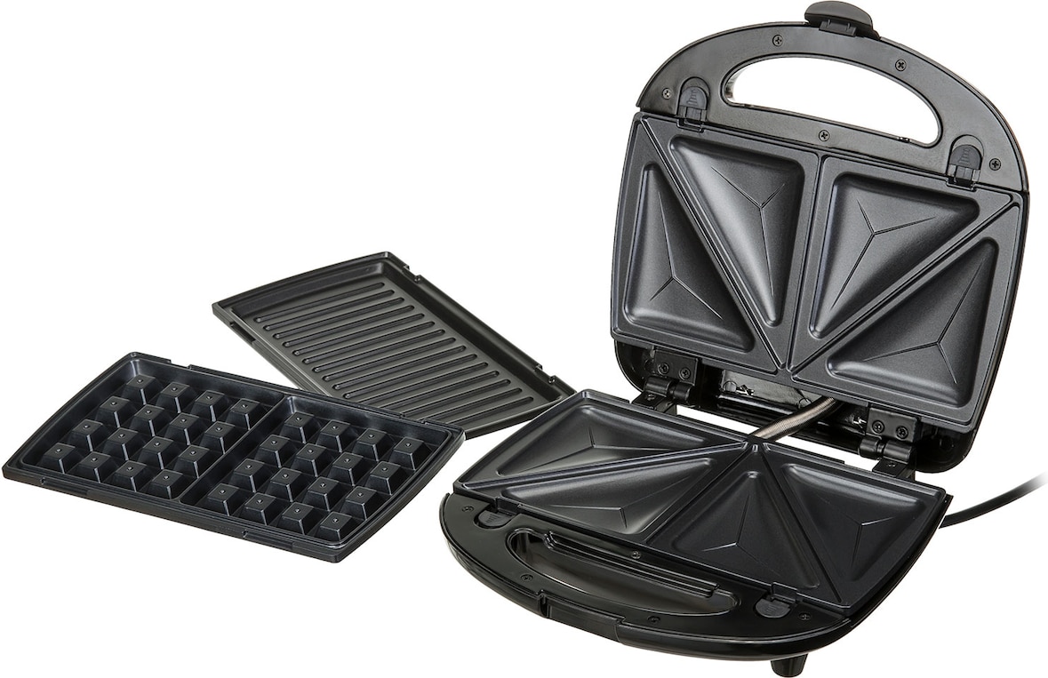 Camry CR3024  Sandwichera Doble 3 en 1, Placas Intercambiables, Sandwich Tostadora, Gofrera Gofres Belgas, Grill Plancha para Carne y Pescado,  1000W