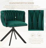 thumbnail of Drehstuhl Sessel 56x50x70 cm 2er Set 180 Grad Schwenkfunktion ergonomische Rückenform Metallgestell Velours Smaragdgrün