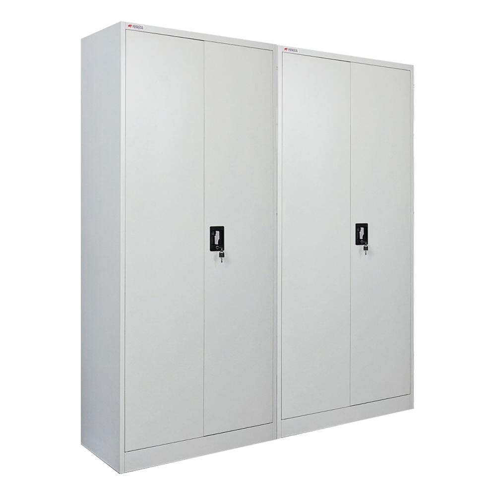 PROREGAL Mega Deal 2x Flügeltürenschrank ELEPHANT Metall Spind komplett montiert abschließbar 180x80x40cm Kleiderstange Stahlschrank Lichtgrau