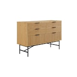 thumbnail of SalesFever Kommode breit | mit 6 Schubladen | MDF Eiche Echtholzfurnier | Gestell Metall | B 120 x T 40 x H 80 cm | natur – schwarz