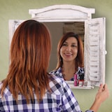 thumbnail of Wandspiegel Spiegelfenster mit Fensterläden 53x42x5cm ~ weiß shabby