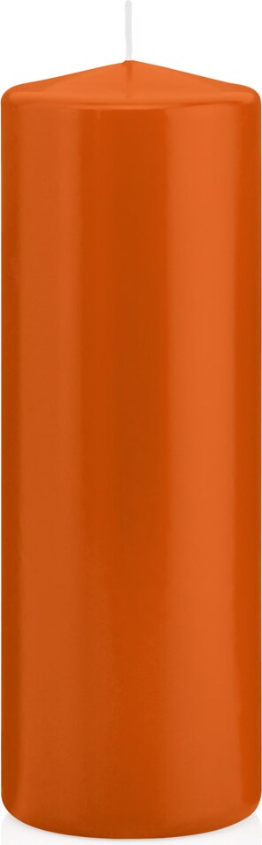 Eine orangefarbene Kerze.