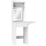 thumbnail of HOMCOM tocador de maquillaje con luces LED de color ajustable y espejo tocador con lateral abatible cajón compartimentos abiertos blanco