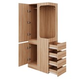 thumbnail of Kleiderschrank 70x40x170 cm Naturholz mit Tür und 4 Schubladen offenem Hängebereich und Fächern platzsparendes Design für Schlafzimmer Büro