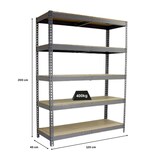 thumbnail of PROREGAL Schwerlastregal WOOD YETI FIVE | HxBxT 200x120x45cm | Fachlast 400kg | Grau | Standregal Lagerregal