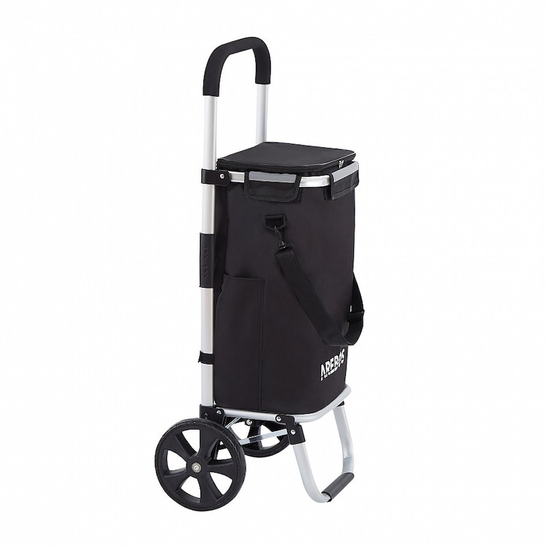 Carrello Pieghevole Con Ruote Carrello Pieghevole Per Trasporto - Manico Telescopico, Ruote, Scatola Rigida Nera - Per Spesa O Attrezzi Trolley - Foto 13