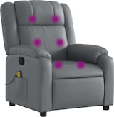 Ein grauer Massagesessel mit lila Vibrationspunkten.