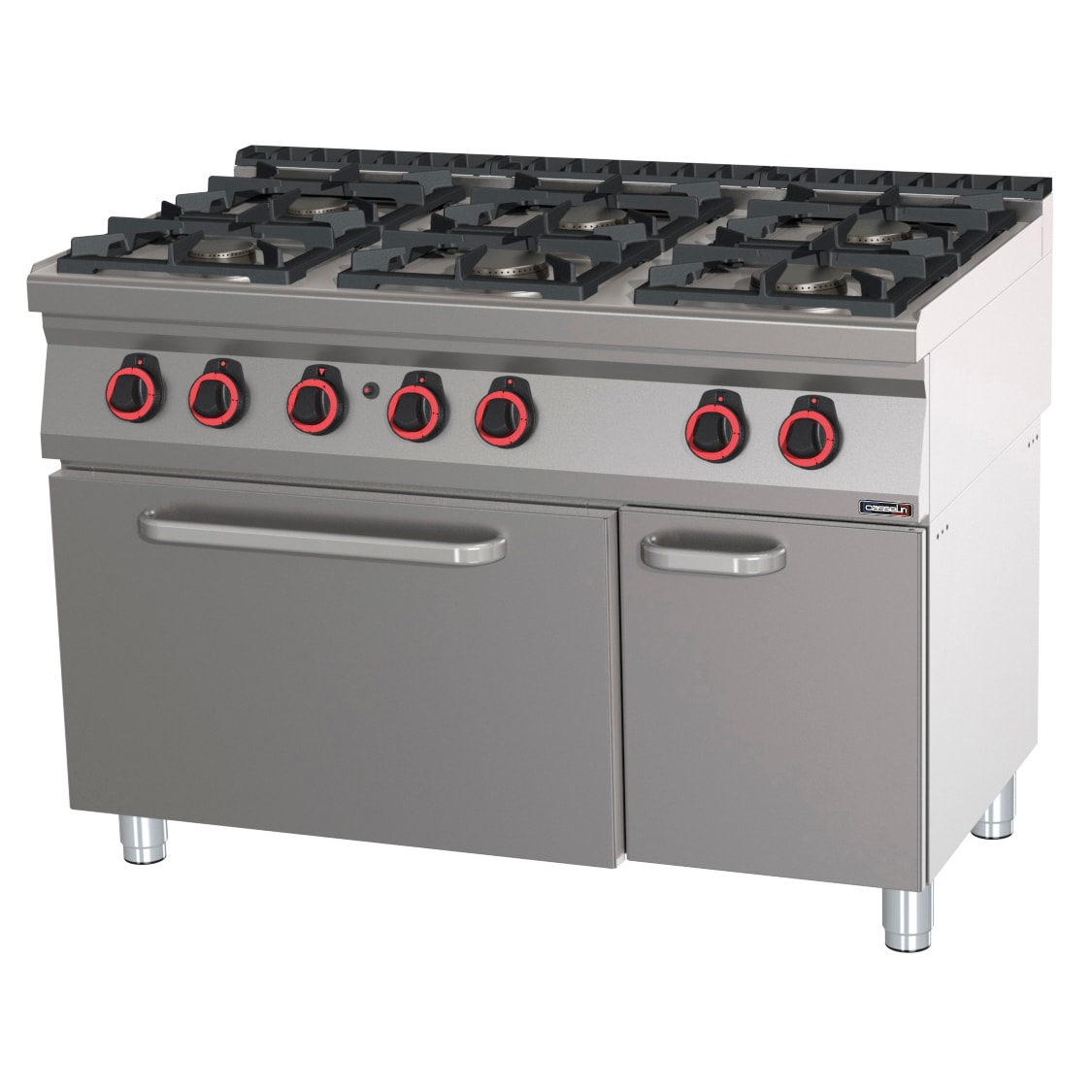 Fogão a gás 6 bocas com forno a gás GN 2/1 120 C7FOG6FFG120 Casselin