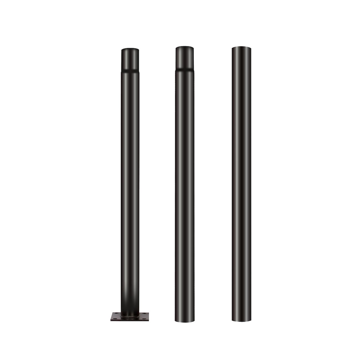 Poste vertical de 3 metros em seções de 1 metro com base para iluminação pública solar UFO externa