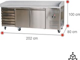 thumbnail of Romux® Pizzatisch 2 Türen und 7 Schubladen 200x80 cm mit Arbeitsfläche aus Granit mit Umluftkühlung | Pizzakühltisch aus Edelstahl