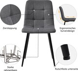 thumbnail of Essgruppe 140x80x75 mit 4 Stühlen, MDF Tischplatte Marmor-Muster, Weiß, Metallgestell, Verstellbare Tischbeine für Esszimmer und Küche