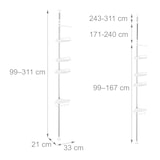thumbnail of Relaxdays Duschregal Teleskop, H: 99–311 cm, ohne Bohren, zum Klemmen, für Ecke, 4 Duschablagen, Handtuchstange, weiß