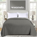 thumbnail of Tagesdecke 170x210 OEKO-TEX - grau hellgrau Microfaser-Bezug wattiert gesteppt Wende-Design XXL Sofa Couch Bett Bettüberwurf