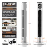 thumbnail of Brandson Turmventilator mit Fernbedienung, Säulenventilator mit 3 Leistungsstufen, Oszillation 60°, 96 cm, Standventilator, 96 cm, Ventilator, GS