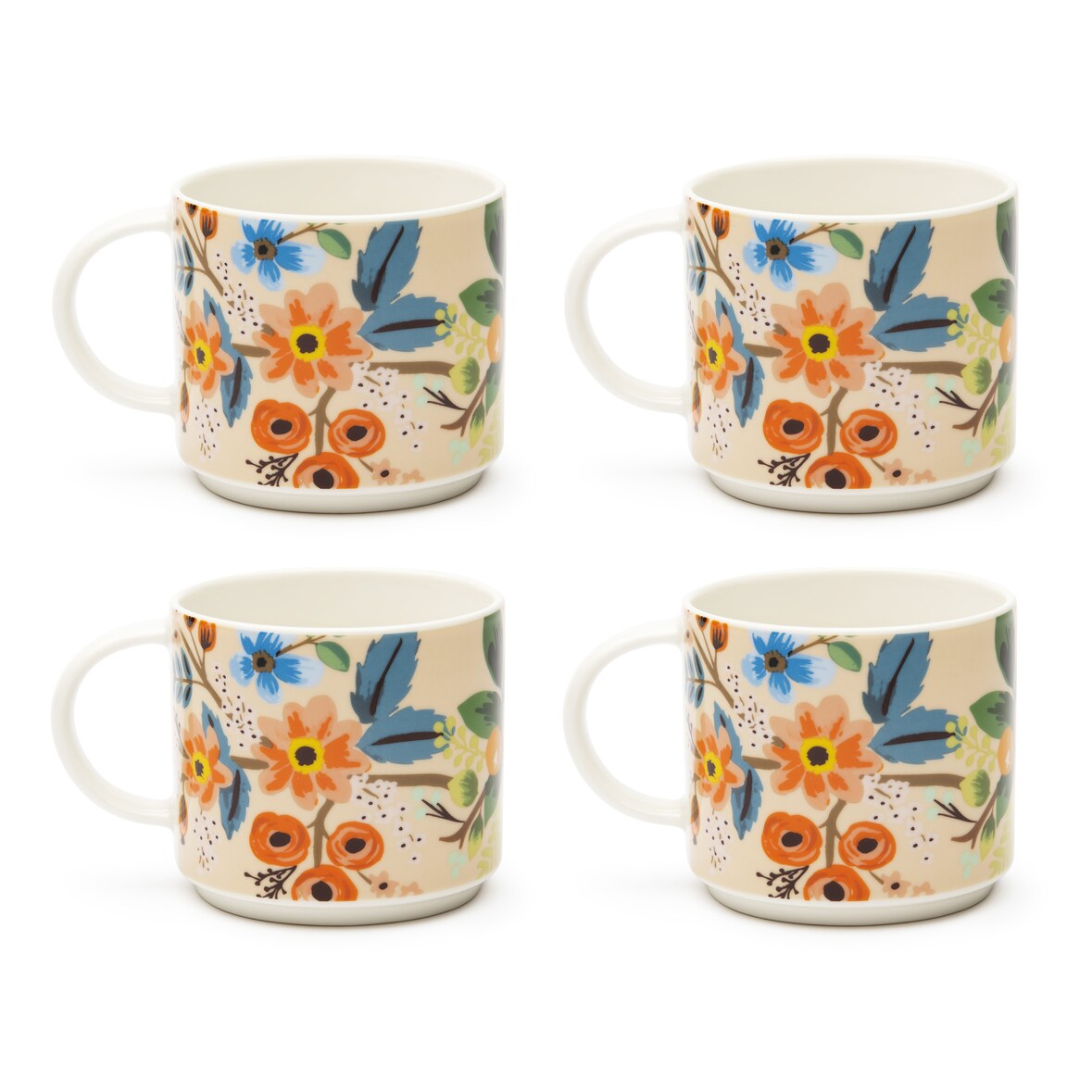 Excelsa set 4 tazze te' 29 cl Fiori Frida porcellana multicolore