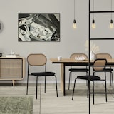thumbnail of ML-Design Esszimmerstühle 4er-Set Schwarz – gepolsterte Rattanstühle mit gebogener Rückenlehne und Netzdesign, Metallbeine, ergonomisch, ideal für