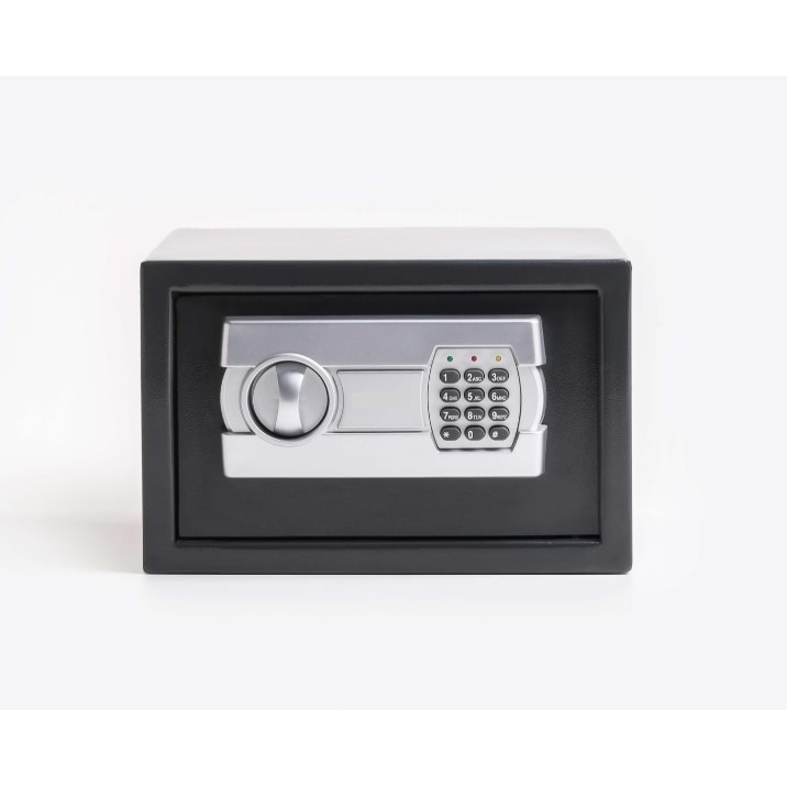 Caja fuerte del hotel con código de 3 a 8 dígitos, llave de seguridad.