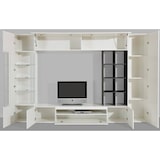 thumbnail of Dmora Wohnzimmermöbel Ocean, TV-Ständer Wohnzimmer-Set, Mehrzweck-Wohnzimmermöbel mit LED-Beleuchtung, cm 290x40h192, glänzend weiß und Schiefer
