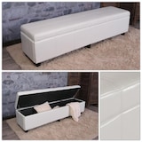 thumbnail of Asiento tipo banco con compartimento Kriens XXL, cuero + polipiel, 180x45x45cm ~ blanco