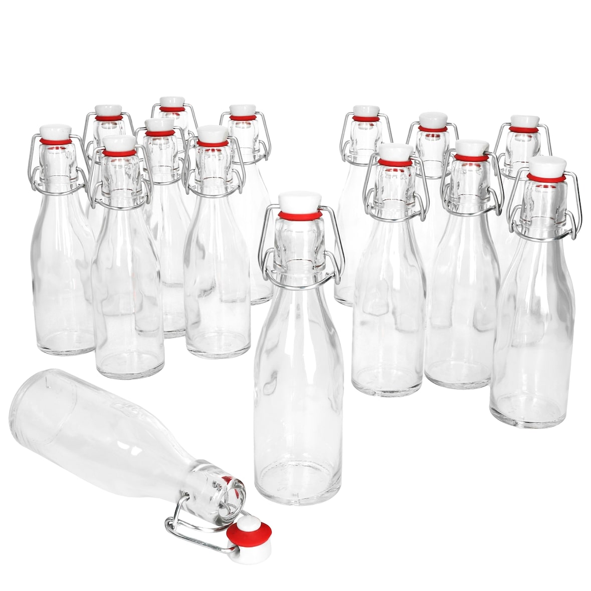 15er Set Bügelflasche 200 ml + Bügelverschluss - Glasflasche für Most, Saft, Bier, Schnaps, Likör, Essig & Öl