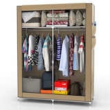 thumbnail of Intirilife Faltschrank 108x170x45 cm in CRÈME BEIGE - mit Reißverschluss Stoffschrank Kleiderschrank mit Kleiderstange, Fächern und Seitentasche