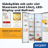 thumbnail of Exquisit Side-by-Side Kühlschrank mit Gefrierteil, 442 Liter, 10 Ablagen, No-Frost, LED-Anzeige, 91 cm Breite, SBS546-040E anthrazit