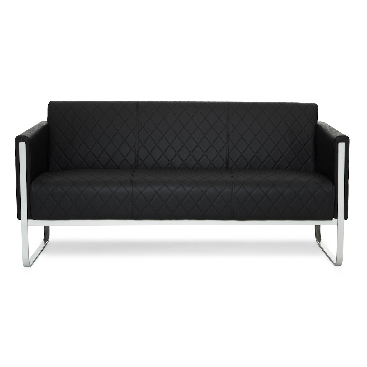 Loungesofa ARUBA STEP Gestell weißgrau Kunstleder 3-Sitzer schwarz hjh OFFICE