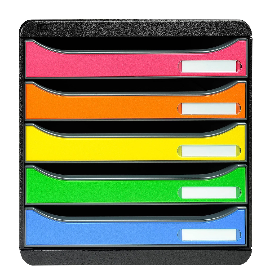 Exacompta - Réf. 309798D - BIG BOX PLUS - Caisson 5 tiroirs  - Dimensions extérieures :  Prof. 34,7 x l 27,8 x H 27,1cm - Noir/Arlequin