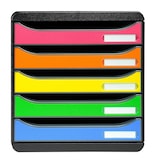 thumbnail of Exacompta - Réf. 309798D - BIG BOX PLUS - Caisson 5 tiroirs  - Dimensions extérieures :  Prof. 34,7 x l 27,8 x H 27,1cm - Noir/Arlequin