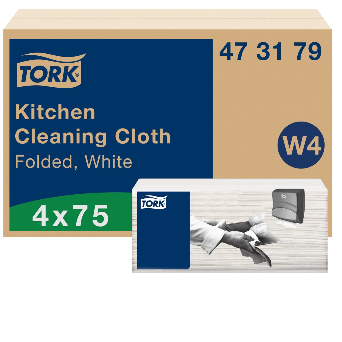 Tork Keukendoekjes Wit W4, extreem absorberend, 4 × 75 doekjes, 473179