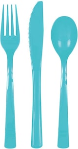 thumbnail of Plastik Besteck türkis 18 tlg. Löffel Messer Gabeln