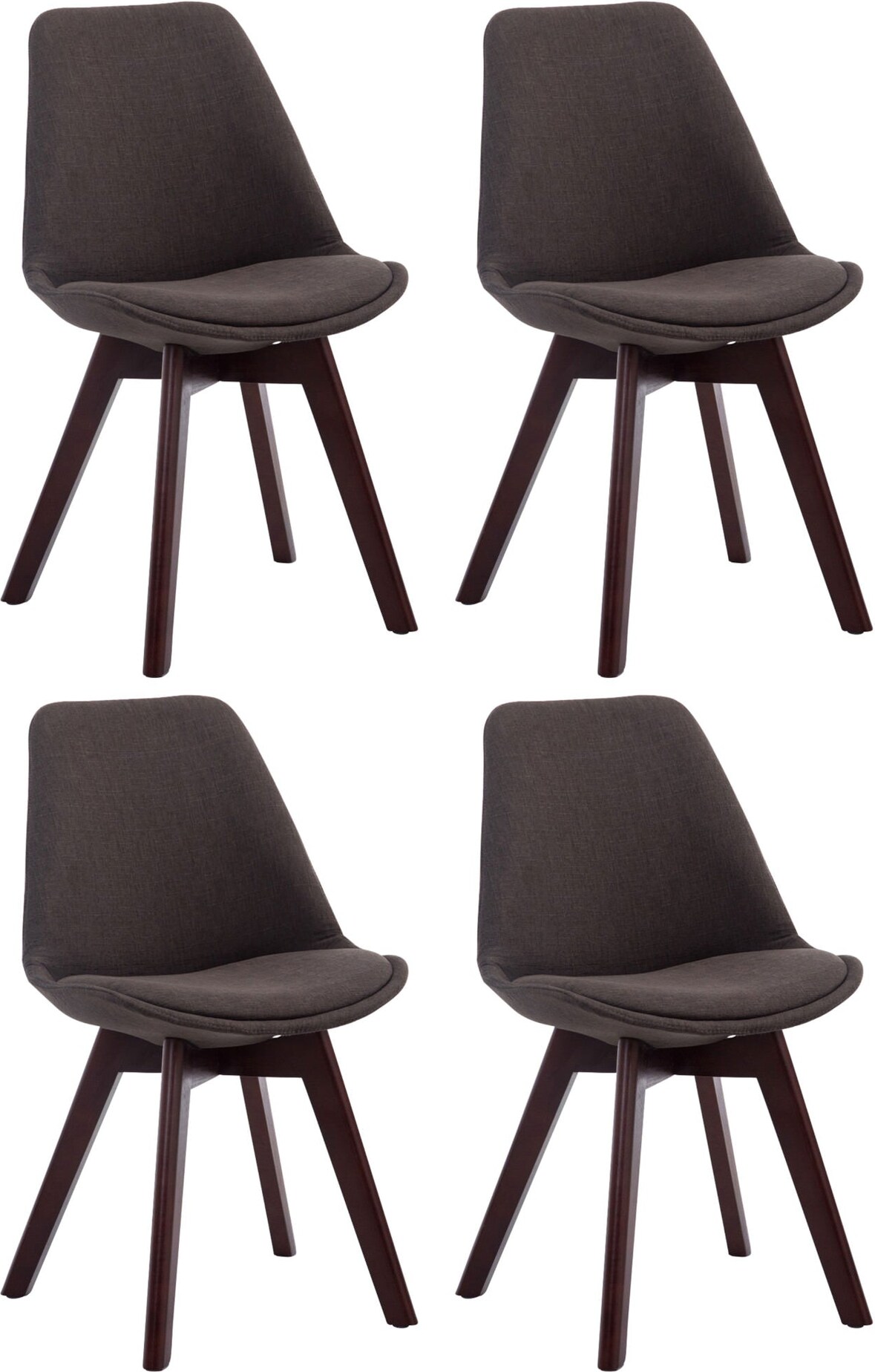 Décoshop26 - 4er-Set Esszimmerstühle im skandinavischen Design dunkelgrauer Stoffbezug 4 dunkle Holzbeine 10_0008561