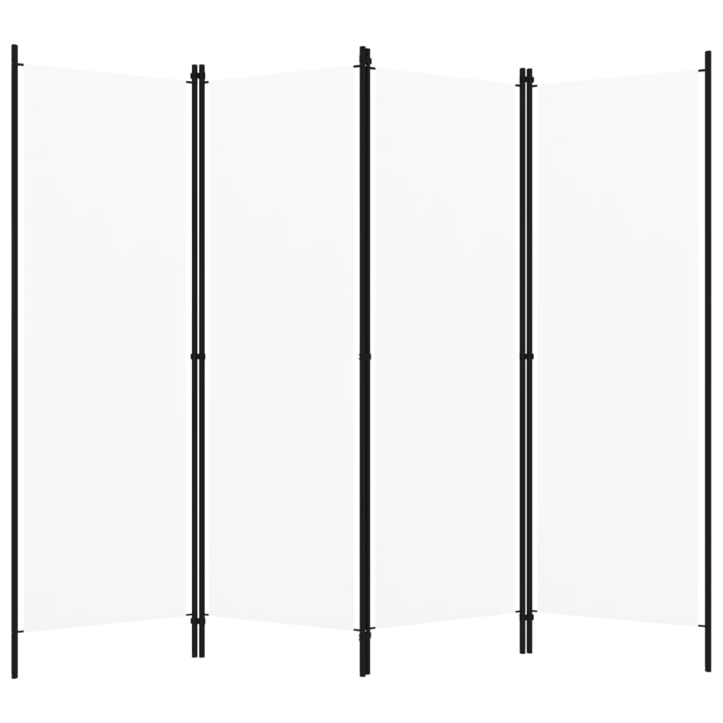 Décoshop26 - Paravent séparateur de pièce cloison 4 panneaux 200 x 180 cm en tissu blanc et fer DEC030838