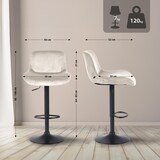 thumbnail of Barhocker PONOR - Samt Creme 50x50x85 cm Schwarz | Barstuhl Höhenverstellbar Mit Lehne Drehbar Tresenhocker Tresenstuhl Kneipenhocker Kneipenstuhl