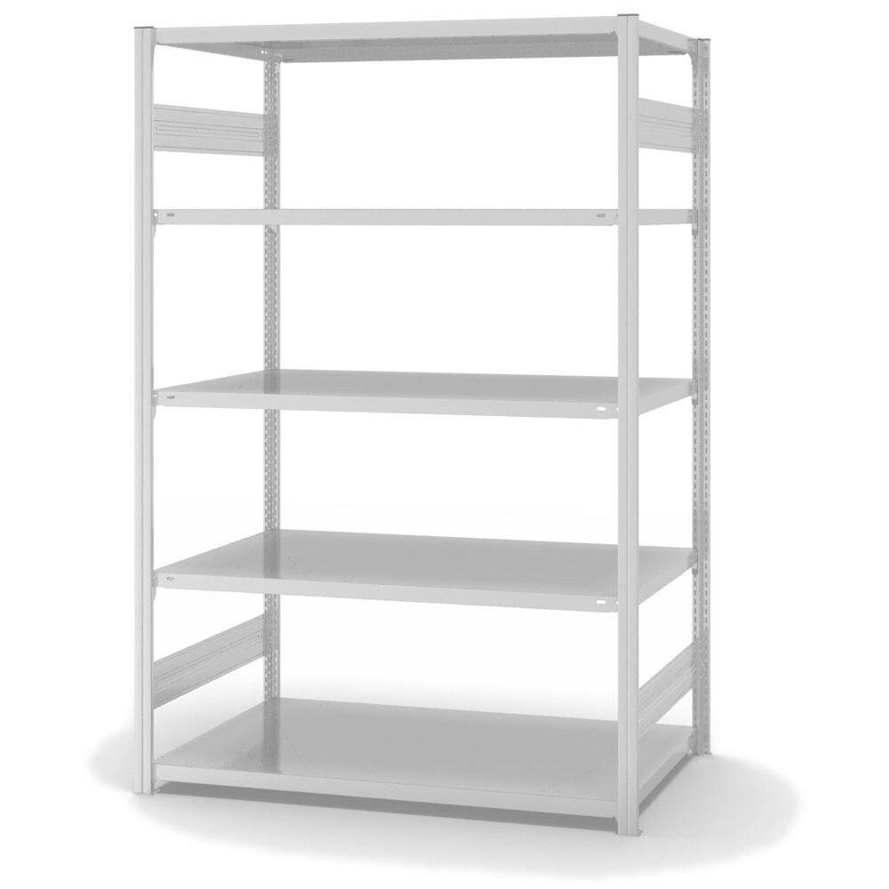 PROREGAL Fachbodenregal Stecksystem | Grundregal | HxBxT 200x130x80cm | 5 Ebenen | Fachlast 190 kg | Beidseitig nutzbar | Lichtgrau